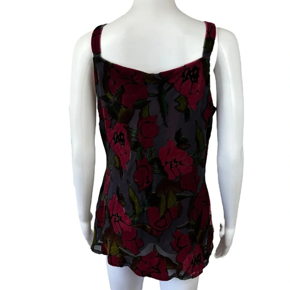 Vintage Bob Mackie Silk Blend Velour Floral Cowl Neck Top - Picture 6 of 10